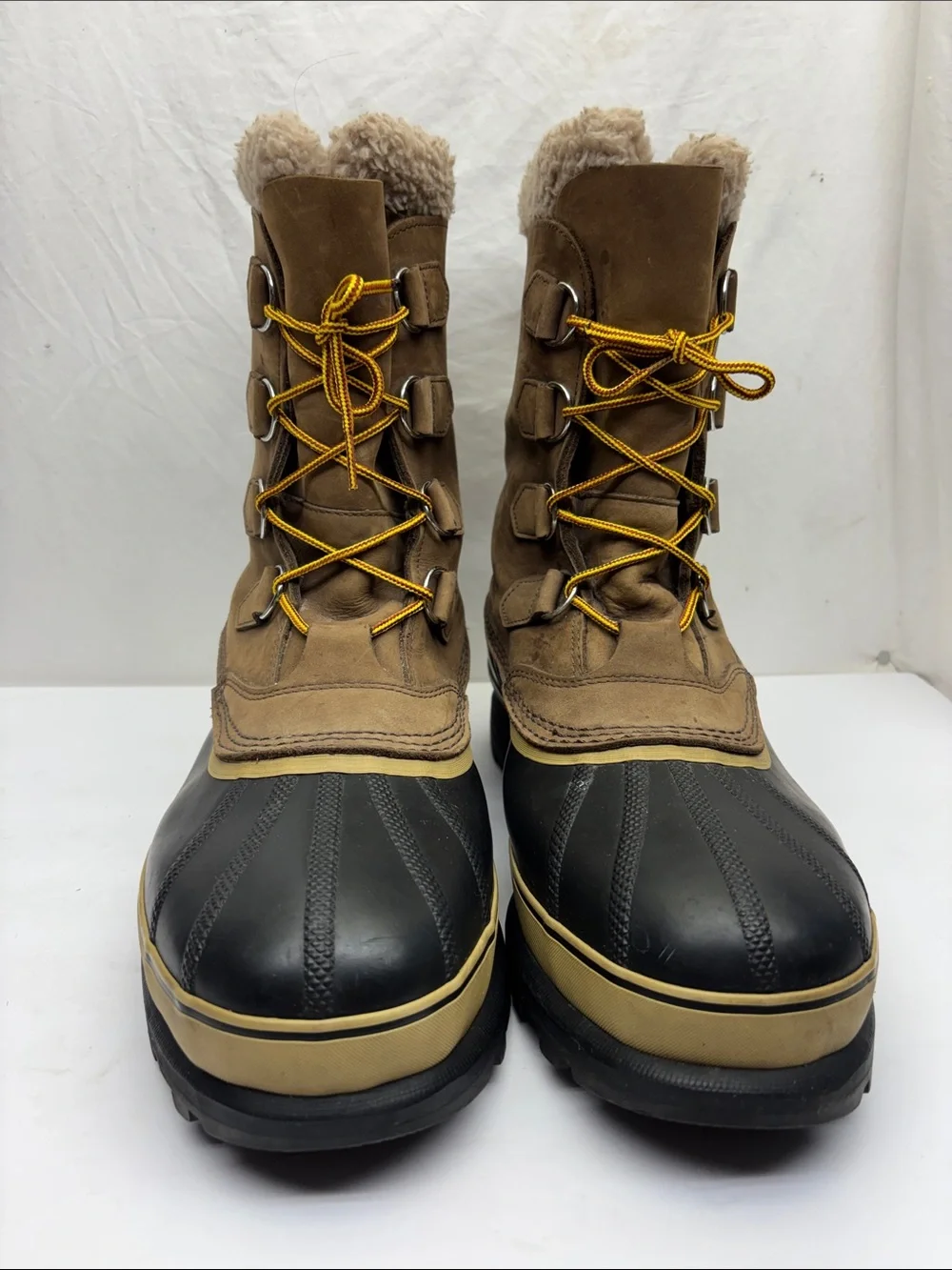Sorel Caribou Waterproof Men's Tan and Black Winter Boots, SZ 14